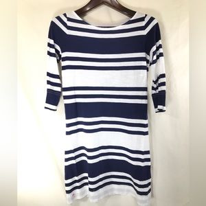 Lilly Pulitzer Blue/White 100% Cotton Stripped Dress Size S